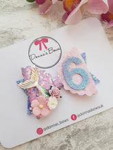 Load image into Gallery viewer, Mermaid Birthday Bow & Badge