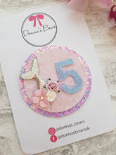 Load image into Gallery viewer, Mermaid Birthday Bow & Badge