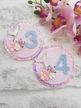 Load image into Gallery viewer, Mermaid Birthday Bow & Badge
