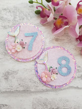 Load image into Gallery viewer, Mermaid Birthday Bow & Badge