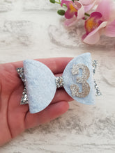 Load image into Gallery viewer, Silver & Blue Birthday Bow