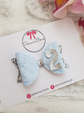 Load image into Gallery viewer, Silver & Blue Birthday Bow