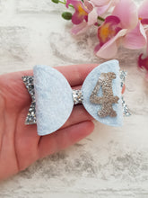 Load image into Gallery viewer, Silver & Blue Birthday Bow