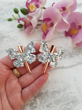 Load image into Gallery viewer, Silver Butterfly Clips