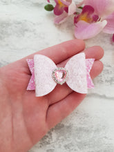 Load image into Gallery viewer, Pink Heart Pigtail Bows