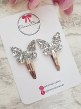 Load image into Gallery viewer, Silver Butterfly Clips
