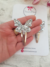 Load image into Gallery viewer, Silver Butterfly Clips