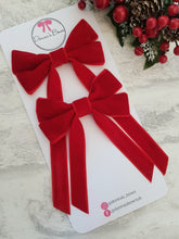Load image into Gallery viewer, Red Velvet Tail Bow