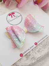 Load image into Gallery viewer, Ombre Rainbow Glitter Bow