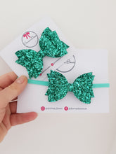 Load image into Gallery viewer, Teal Glitter Bow