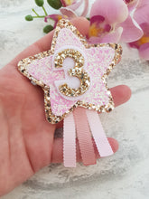 Load image into Gallery viewer, Gold Pink Star Birthday Badge