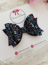 Load image into Gallery viewer, Oil Effect Black glitter bow