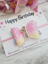 Load image into Gallery viewer, Rainbow Birthday Bow & Badge