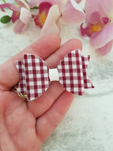 Load image into Gallery viewer, Burgundy Gingham Pigtails