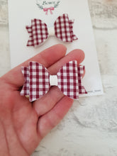 Load image into Gallery viewer, Burgundy Gingham Pigtails