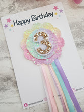 Load image into Gallery viewer, Rainbow Birthday Bow & Badge