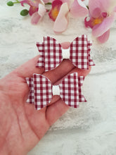 Load image into Gallery viewer, Burgundy Gingham Pigtails