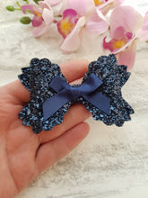 Load image into Gallery viewer, Navy Glitter Bow