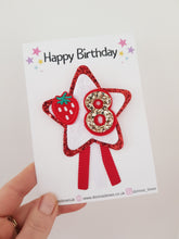 Load image into Gallery viewer, Strawberry Birthday Bow & Badge