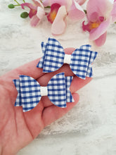Load image into Gallery viewer, Royal Blue Gingham Pigtails