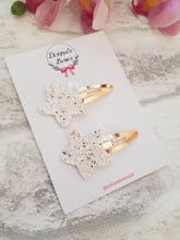 Load image into Gallery viewer, White & Gold Mini Star Clips