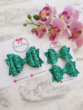 Load image into Gallery viewer, Teal Glitter Bow