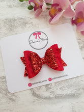Load image into Gallery viewer, Red Velvet & Glitter Bow