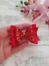 Load image into Gallery viewer, Red Velvet & Glitter Bow