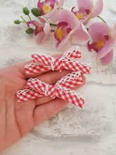 Load image into Gallery viewer, Red Gingham Lace Pigtails