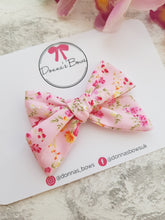 Load image into Gallery viewer, Pink Floral Hand-Tied Bow
