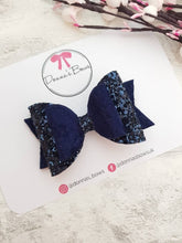 Load image into Gallery viewer, Navy Velvet & Glitter Bow