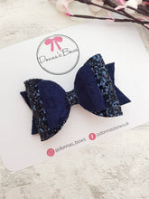Load image into Gallery viewer, Navy Velvet & Glitter Bow