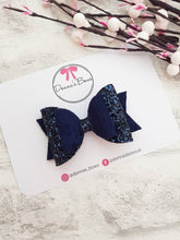 Load image into Gallery viewer, Navy Velvet & Glitter Bow