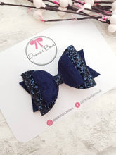 Load image into Gallery viewer, Navy Velvet & Glitter Bow