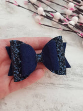 Load image into Gallery viewer, Navy Velvet & Glitter Bow