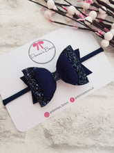 Load image into Gallery viewer, Navy Velvet & Glitter Bow