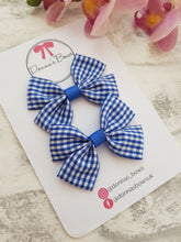 Load image into Gallery viewer, Royal Blue Gingham Pigtails
