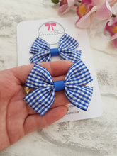 Load image into Gallery viewer, Royal Blue Gingham Pigtails
