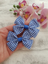 Load image into Gallery viewer, Royal Blue Gingham Pigtails
