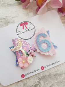 Mermaid Birthday Bow & Badge