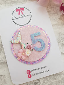 Mermaid Birthday Bow & Badge