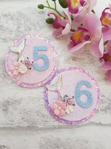 Mermaid Birthday Bow & Badge