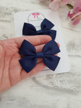 Load image into Gallery viewer, Navy Ribbon Pigtails
