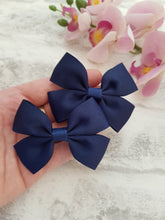 Load image into Gallery viewer, Navy Ribbon Pigtails
