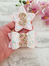 Load image into Gallery viewer, Confetti Birthday Bow &amp; Badge
