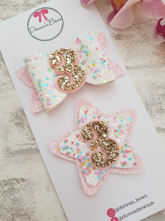 Confetti Birthday Bow & Badge