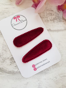 Burgundy Velvet Snap Clips