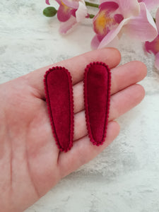 Burgundy Velvet Snap Clips