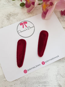 Burgundy Velvet Snap Clips