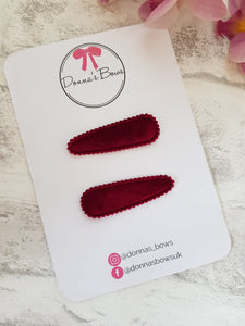 Burgundy Velvet Snap Clips